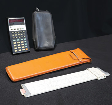 Electronic calculator and slide rule