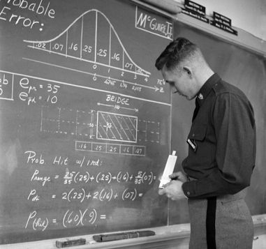 Jack Engeman, Mathematics problem solved using slide rule ca. 1956