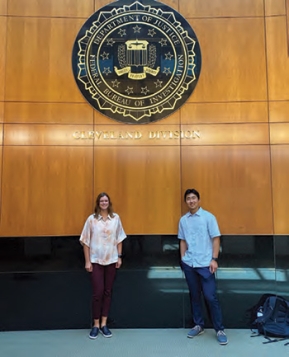 Cadets Cooper-Mattison Jackson ’25 and Bryan Yoon ’25 at the FBI Field Office in Cleveland