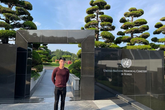 CDT Brandon Liu ’24 at the UN Cemetary
