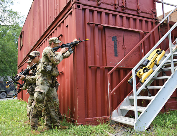 USMA’s Engineering Psychology Program and the West Point Robotics Research Center worked in collaboration to integrate a four-legged autonomous robot into two Cadet Leader Development Training lanes this summer.