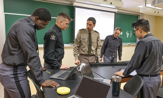 Cadets conduct a lab experiment