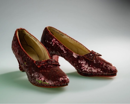 Ruby Slippers worn by Judy Garland in the Wizard of Oz.