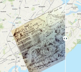 CDT William Eicher ’25 was able to digitally overlay a map, allowing him to compare present-day Staten Island to a 1776 map of Staten Island during the Battle of Brooklyn.