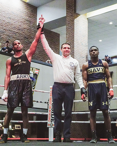 CDT Leslie Thompson ’25 gets the victory over his Navy opponent