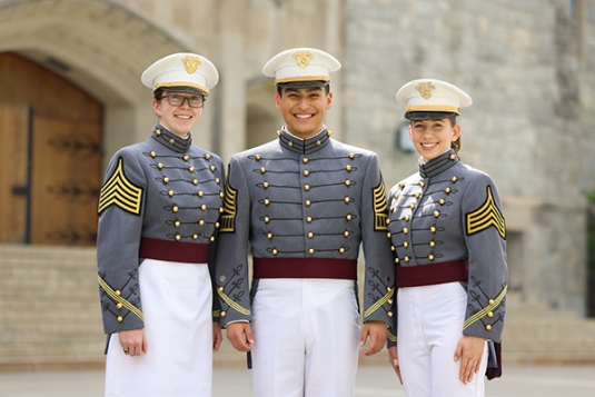 Class of 2025 Cadets Olivia Raykhman, Erick Rodriguez, and Zoe Winston