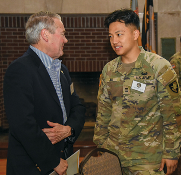 2LT Hongbo Jia ’25 and WPAOG Advisory Council member Rich Wolff ’76 