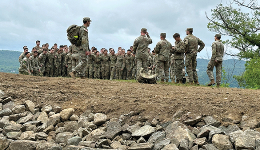 A company of plebes enjoying Recognition Day ceremonies.