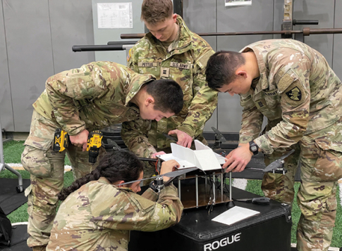 Cadets in lab working on Project MARS.