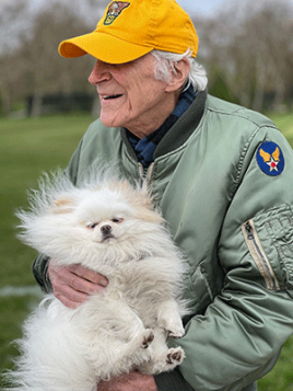 John Fyfe '60 with dog dolly from Dad&Dolly